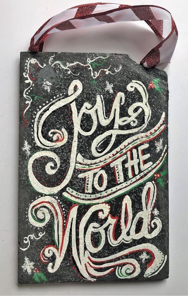 Joy to the World Snowman Slate
