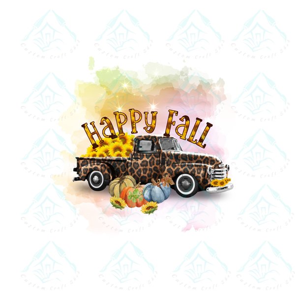 Happy Fall Leopard Print Truck/Digital Designs/Sublimation/PNG/