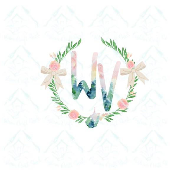 WV Floral Wreath /Sublimation/Digital Download/PNG/