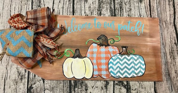 Welcome To Our Patch Door Tag Pumpkins