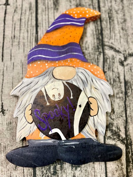Spooky Gnome Halloween Wood Sign Shelf Sitter