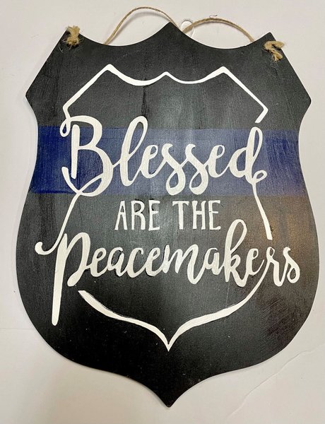 Blessed Are the Peacemakers Wooden Painted Door Hanger Sign