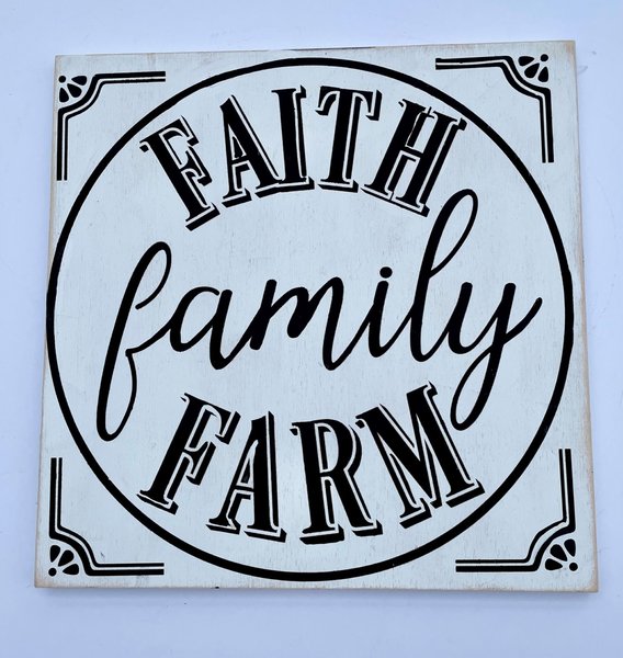 Faith Family Farm Painted Wooden Sign Decor