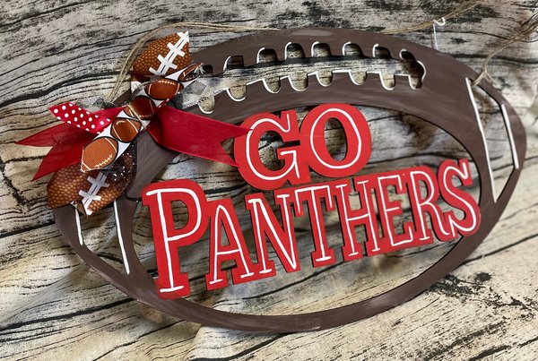 Go Highschool Football Shape Cutout Wood Door Hanger Decor