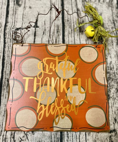 Cream and Orange Polka Dot Holiday Fall Thanksgiving Sign Decor