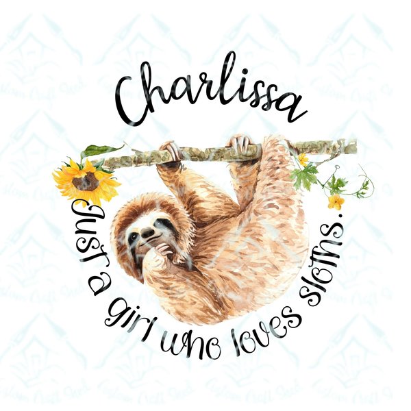 Custom Name Sloth/Digital Designs/Sublimation/Sloths/PNG/