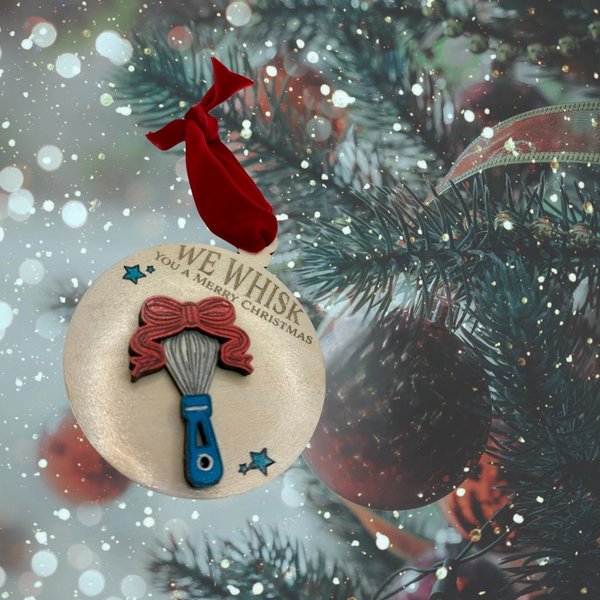 We Whisk You a Merry Christmas Ornament – Hand-Painted Baker Holiday Decor