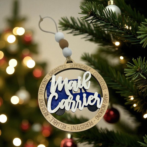 Hand-Painted Wooden Mail Carrier Christmas Ornament – USPS Gift