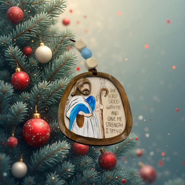 The Lord Stood With Me Ornament | Handcrafted Christian Christmas Ornament | Religious Gift | II Timothy 4:17 Scripture | Faith Decor