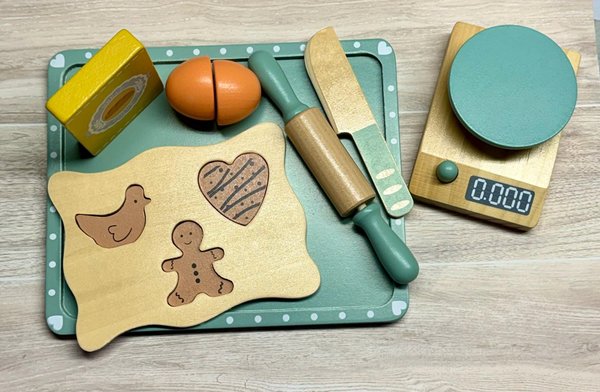 Personalized Wooden Cookie Baking Set for Kids | Custom Name Baking Tray | Montessori Pretend Play Toy | Wooden Baking Set Gift for Toddlers